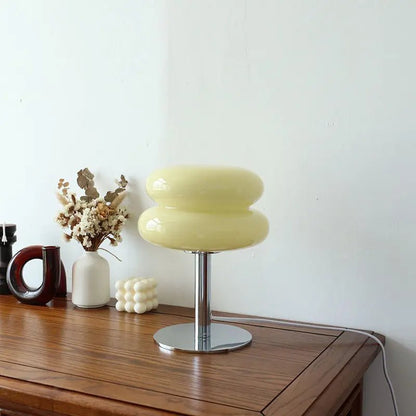 Luno – Retro Bauhaus Tafellamp met Glanzende Oranje Kap en Chromen Voet - Lampista