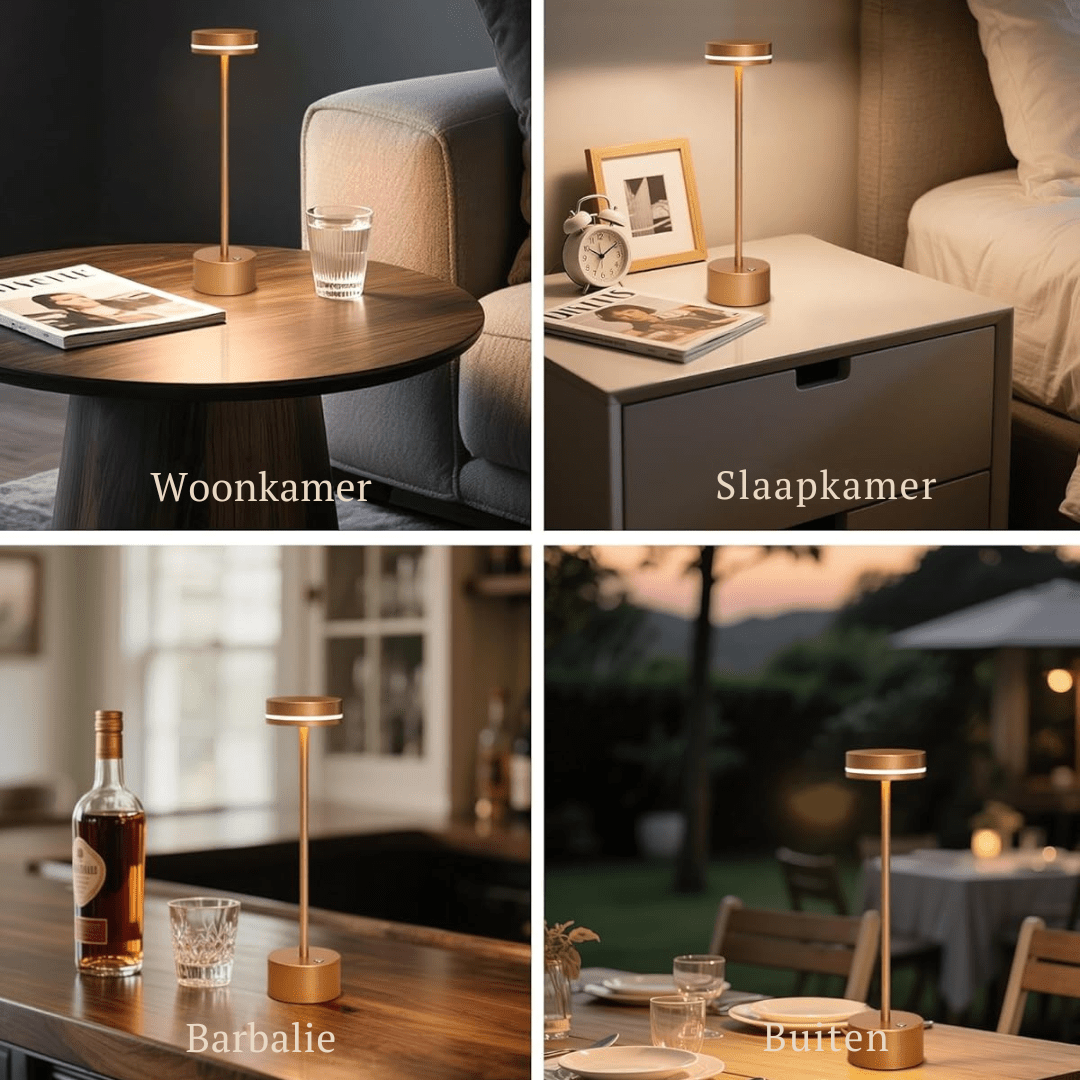 Aurea | De Luxe Draadloze Tafellamp in Goud - Lampista