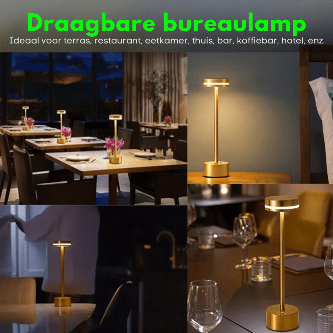 Aurea | De Luxe Draadloze Tafellamp in Goud - Lampista
