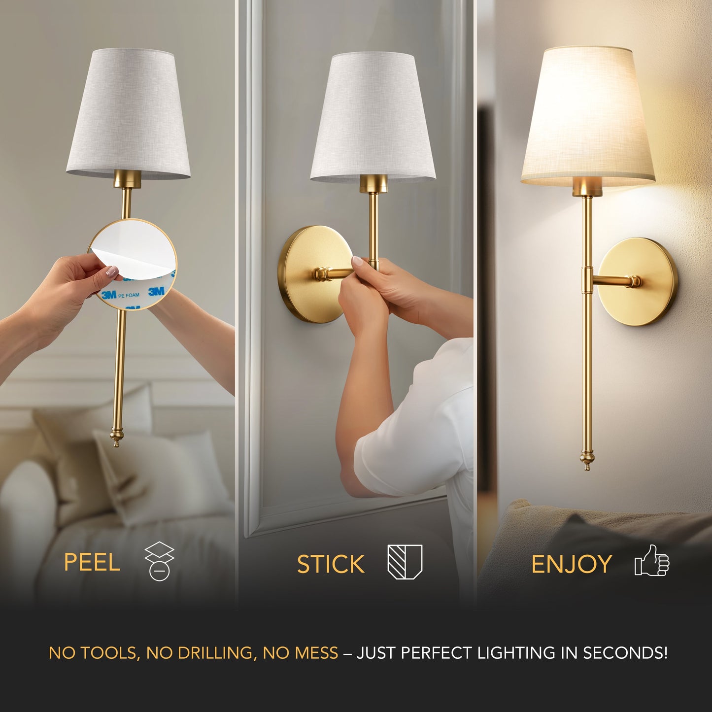 Eloria | Draadloze Stijlvolle Wandlamp, overal in Huis