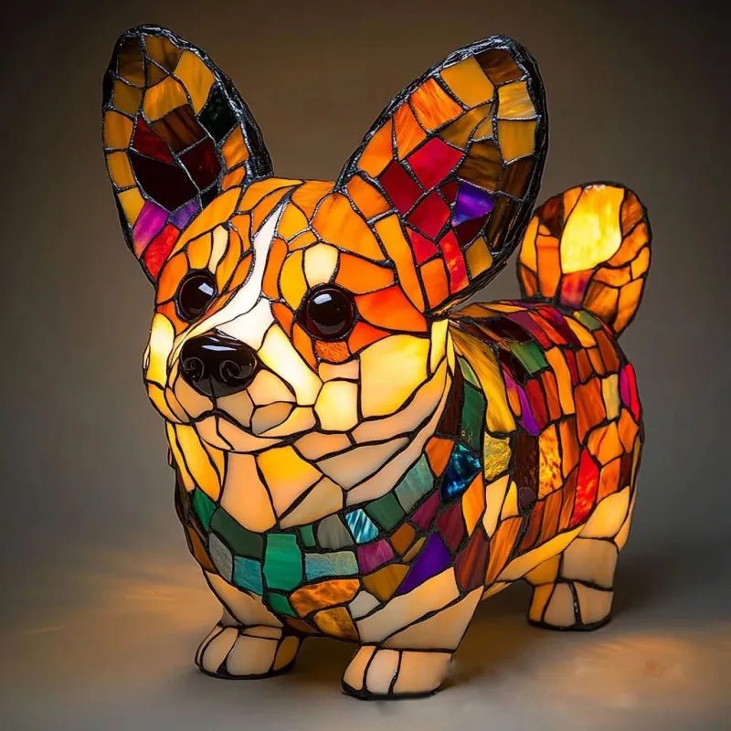 Vitrino | Handgemaakte Tiffany Stijl Corgi Tafellamp 🐾✨ - Lampista