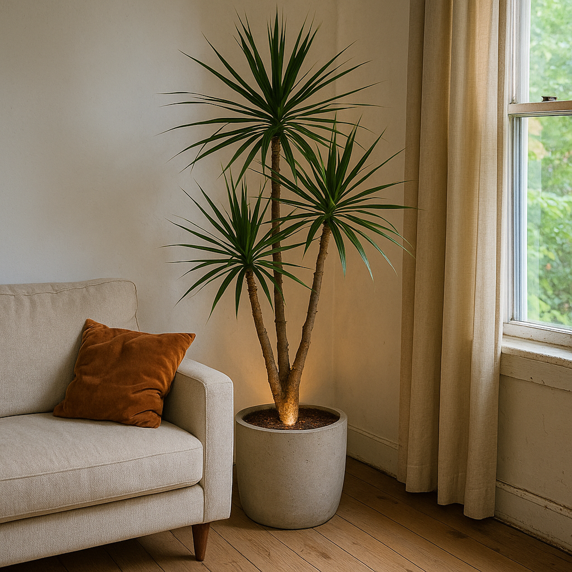 Fenna plantenspot verlicht een kamerplant met warme gloed